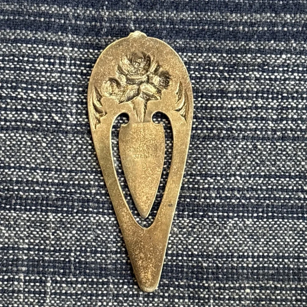 Vintage S. Kirk & Son Sterling Silver Bookmark with Roses